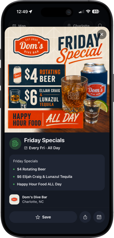 A venue special in the Tabbi app